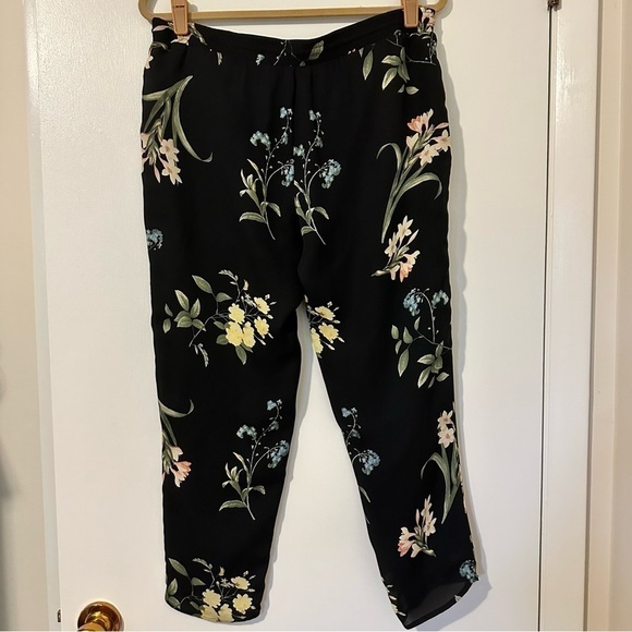 Joie Floral Silk Tie Waist Pants Womens Small Black - Picture 4 of 8